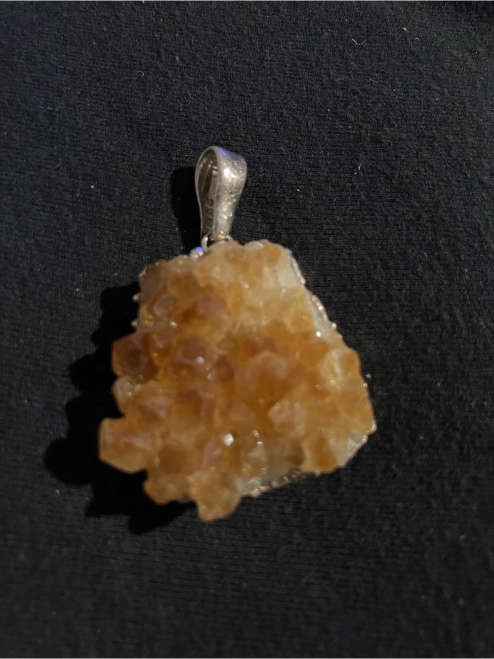 Estate Citrine Cluster Pendant - Sterling Silver Bail